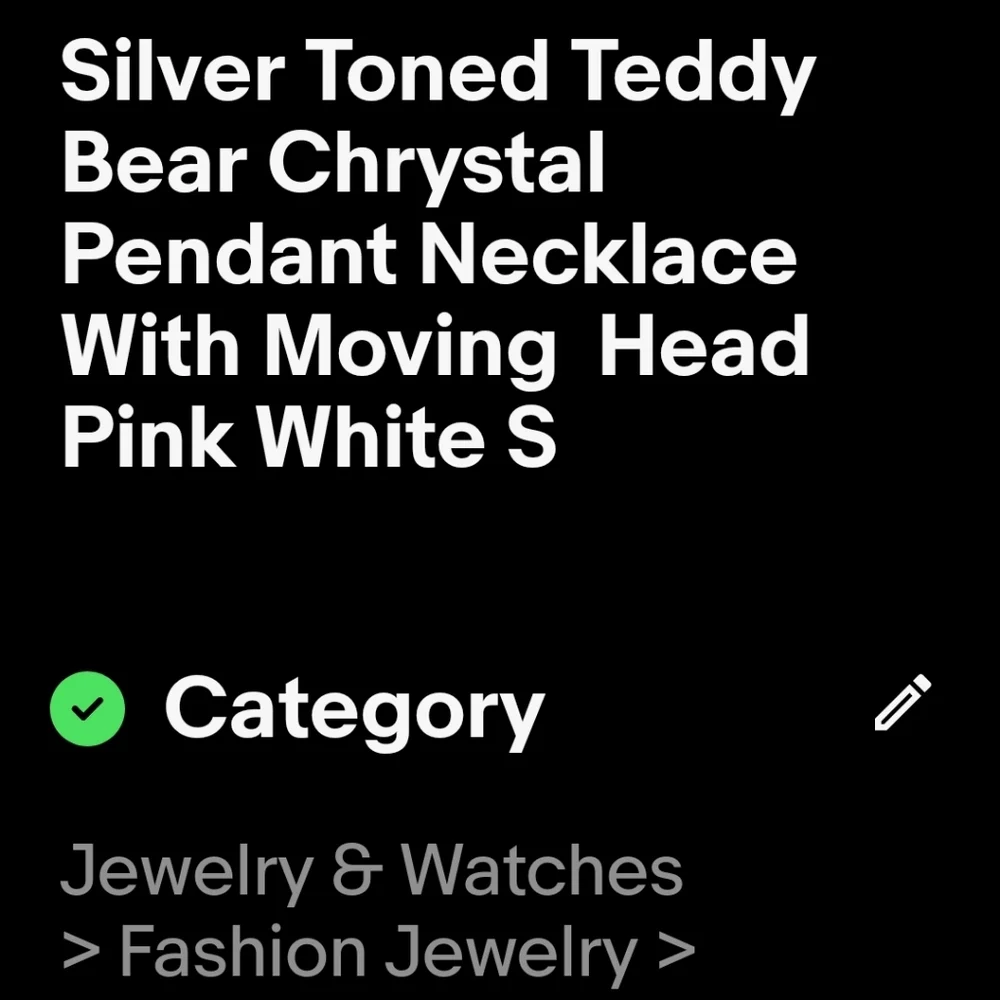 Silver-toned Chrystal/Rhinestone Teddy Bear Pendant Necklace With Movable Head S